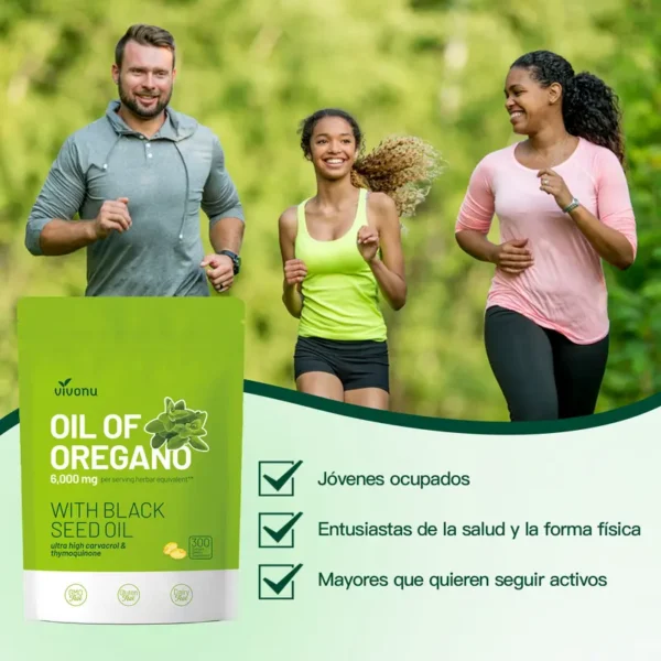 Aceite de Orégano 300 Cápsulas con Aceite de Semilla Negra | Antioxidantes Naturales para la Forma Física | Apoyo Nutricional | Suplemento Alimenticio Comestible Botánico de Alta Eficacia - Image 5